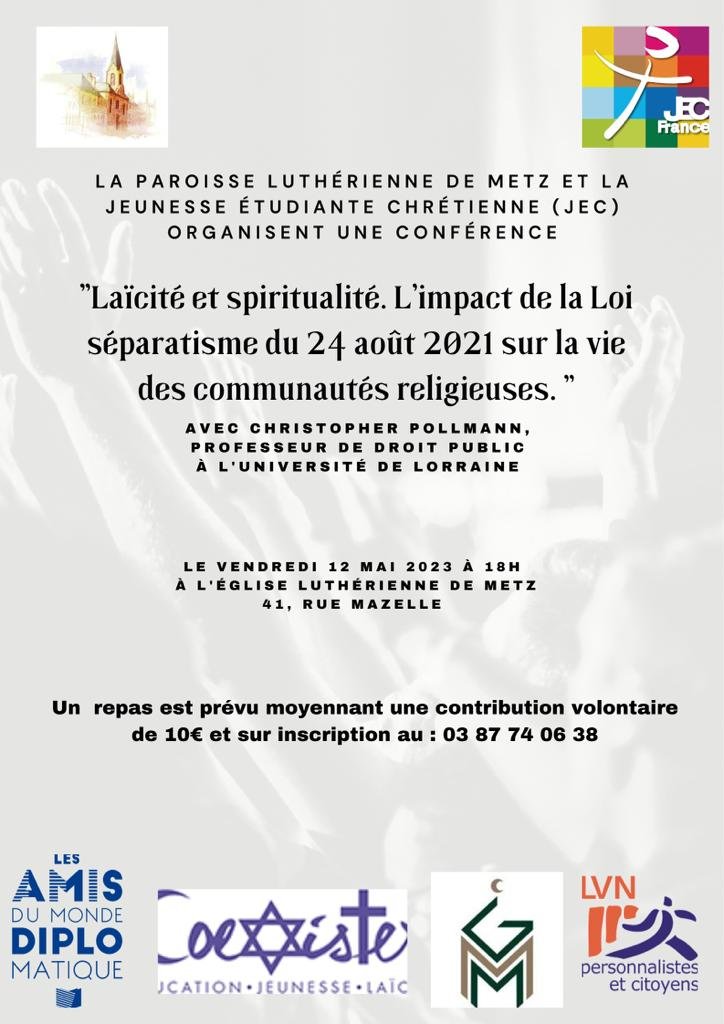 Conférence « Laïcité et Conférence » – 12 Mai 2023